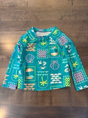 Cat & Jack Teal Multicolor Girls' Long-Sleeve Rashguard